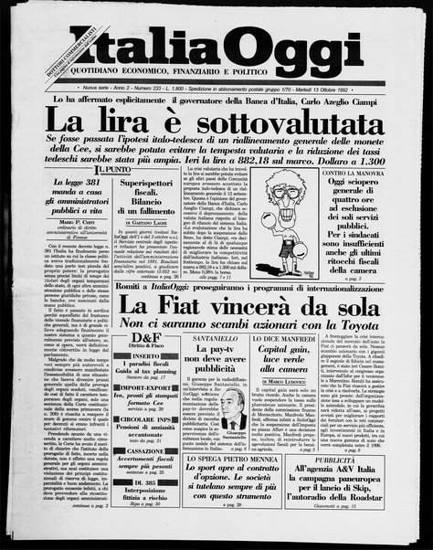 Italia oggi : quotidiano di economia finanza e politica